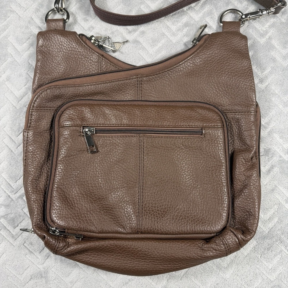 Roma Leather Conceal Carry Crossbody Bag Unisex Adult Brown Locking Hand Gun